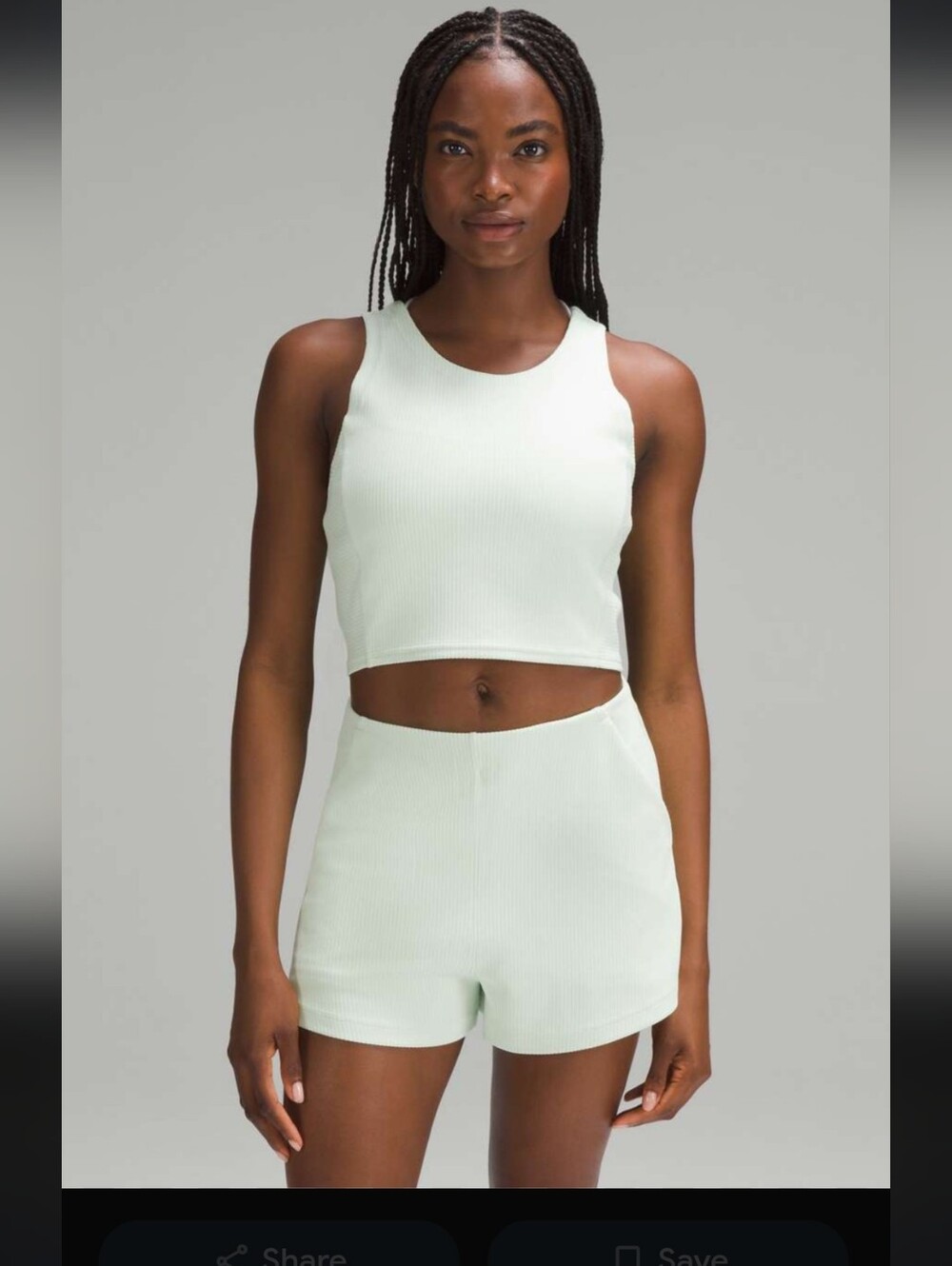 Lululemon Ribbed Softstream Cropped Tank & High-Waist shorts Set size 0